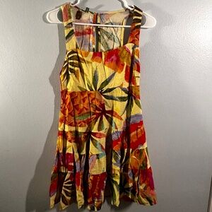 SOLD! Farm Rio Dress - Lime green with colorful floral print